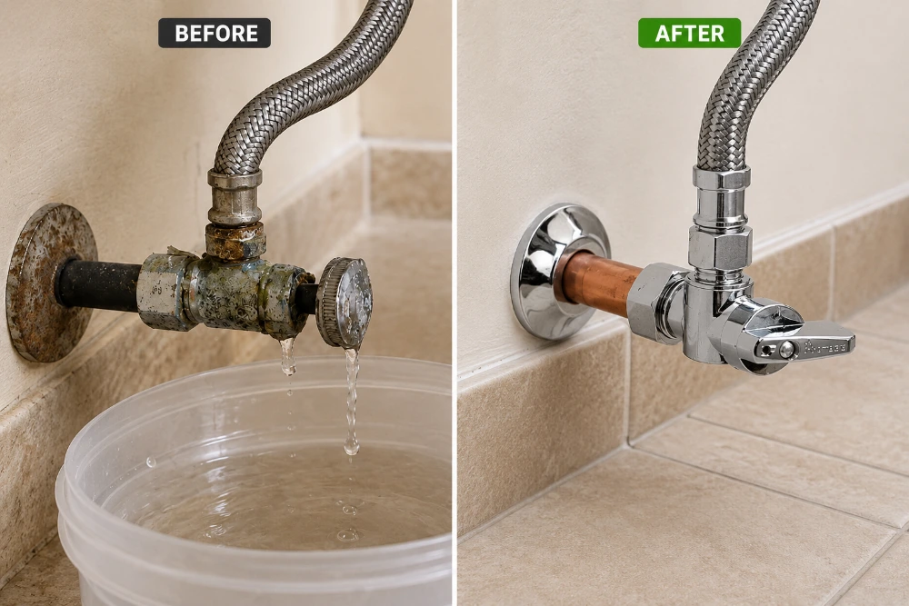 Sewer line pipe leak, before repair